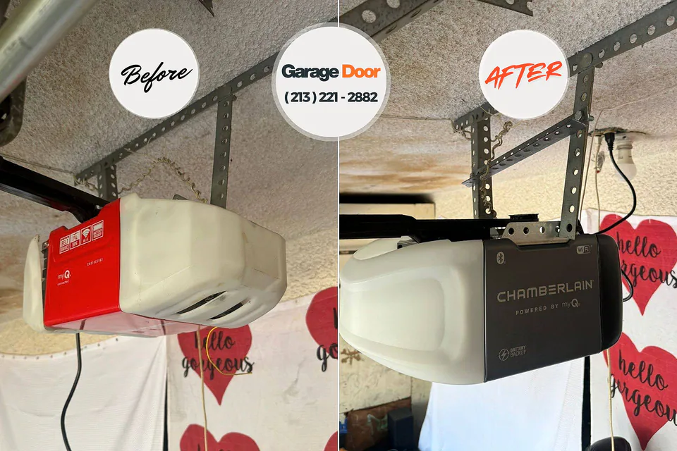 Before and after: garage door repair Plymouth, CA
